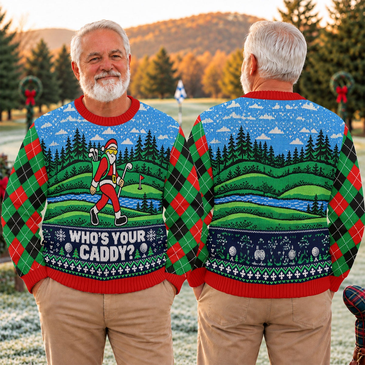 Who's Your Caddy Santa Ugly Christmas Sweater, Christmas Golf Gift, Funny Xmas Gift
