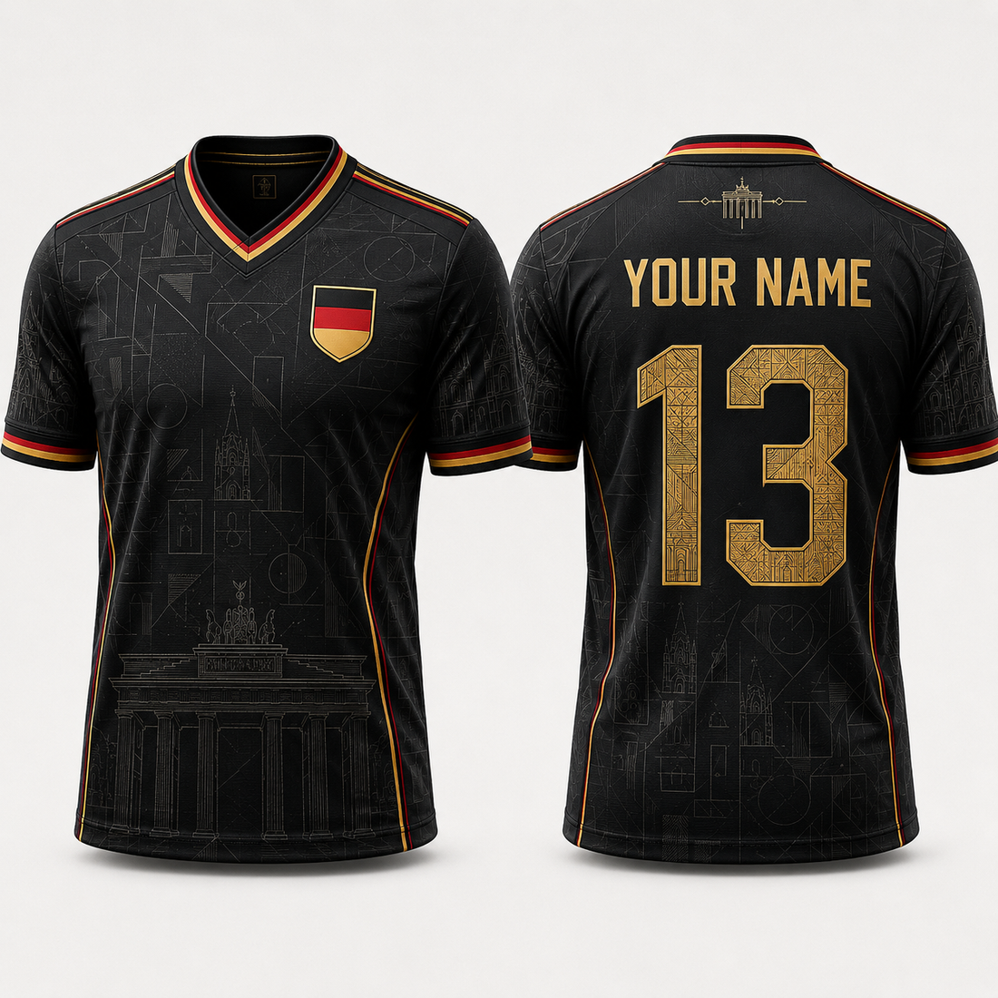 Iconic German Landmarks V-Neck For Men Football Lover, Germany Football Soccer Fan Gift