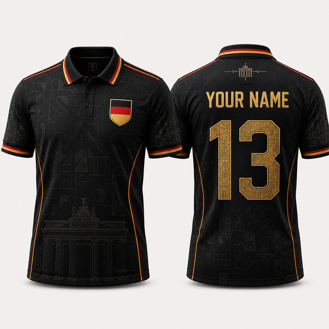 Iconic German Landmarks V-Neck For Men Football Lover, Germany Football Soccer Fan Gift
