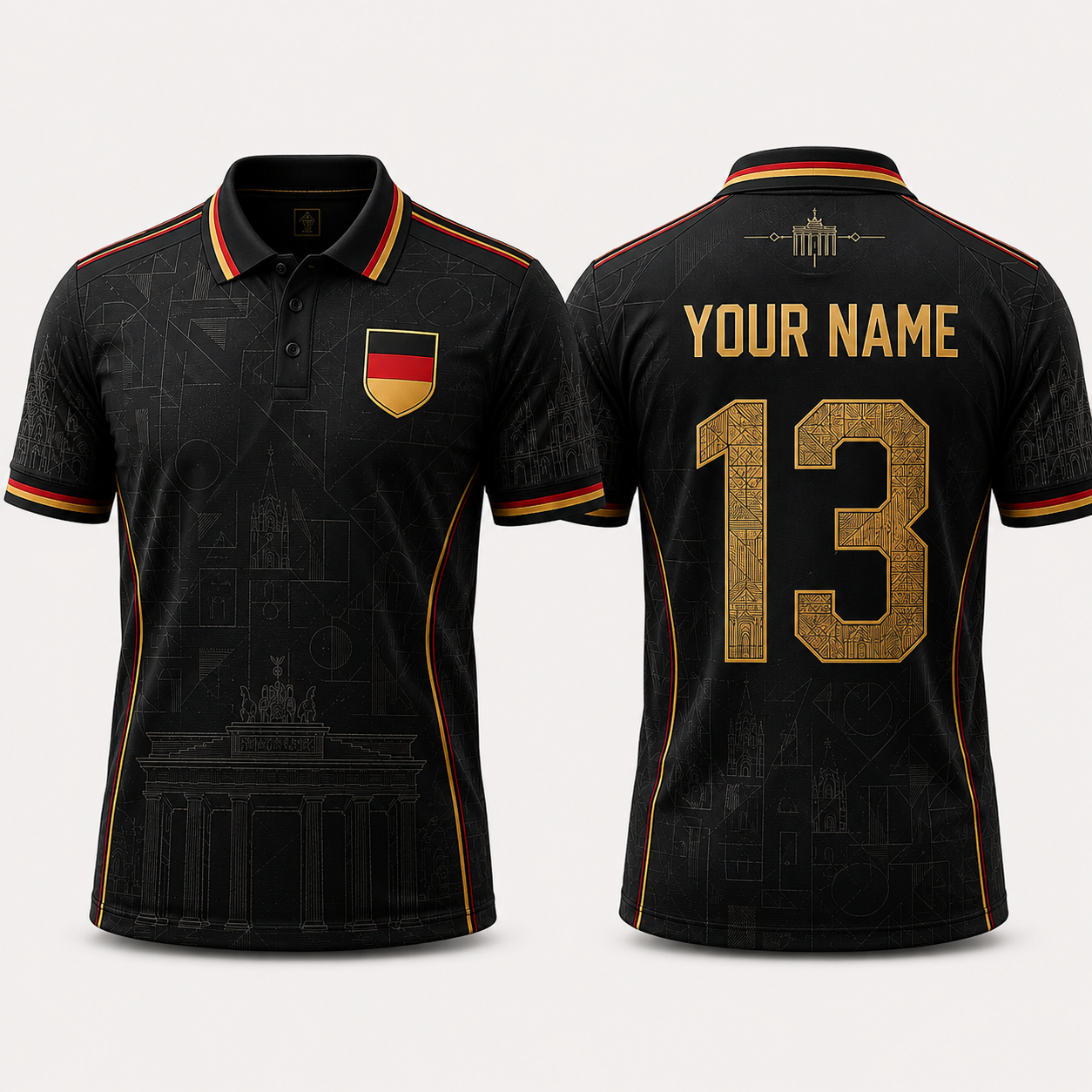 Iconic German Landmarks V-Neck For Men Football Lover, Germany Football Soccer Fan Gift