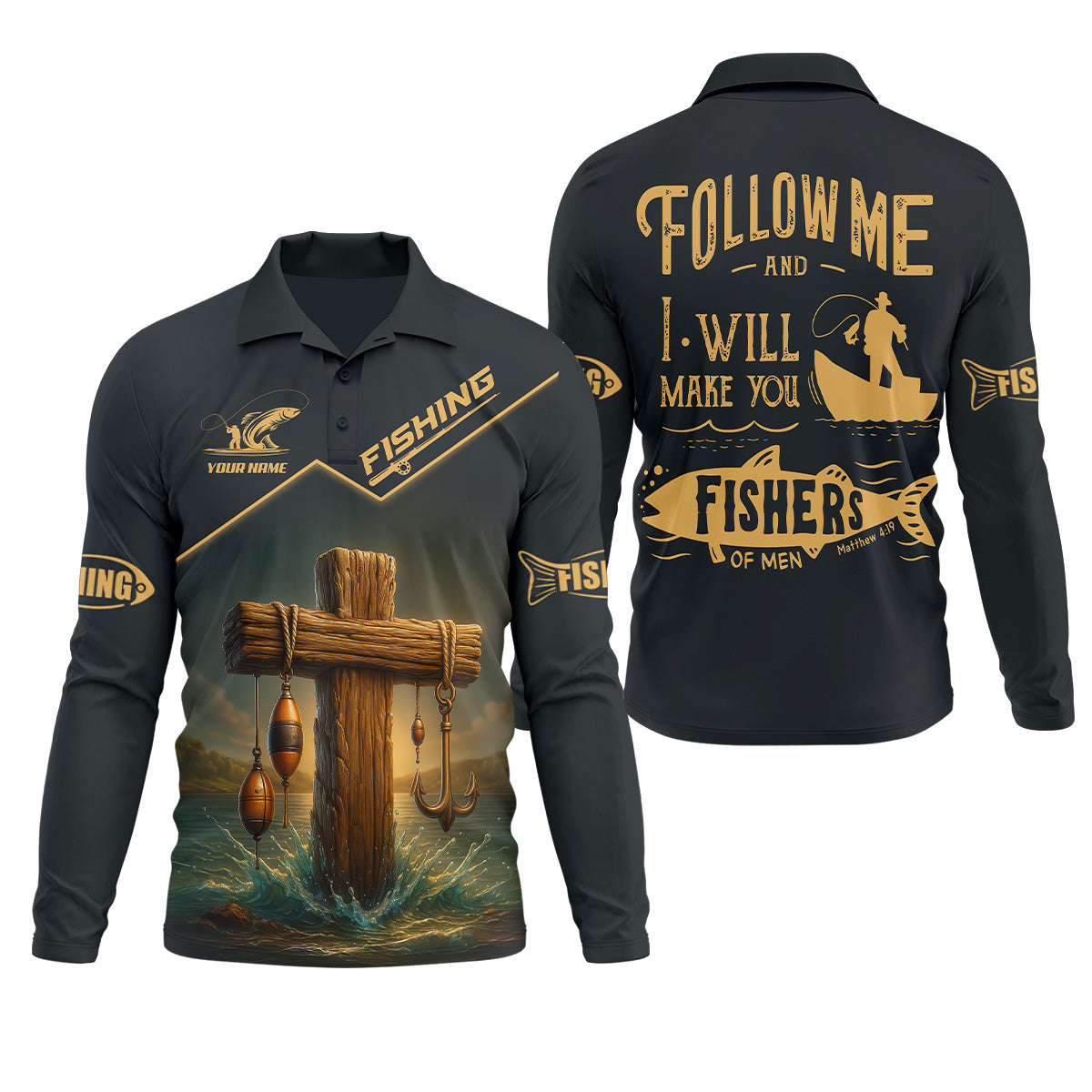 Personalized Follow Me And I Will Make You Fishers of Men Shirt, Matthew 4:19 Fishing Gear, Custom Name