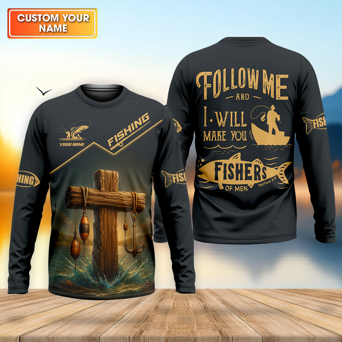 Personalized Follow Me And I Will Make You Fishers of Men Shirt, Matthew 4:19 Fishing Gear, Custom Name
