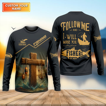 Personalized Follow Me And I Will Make You Fishers of Men Shirt, Matthew 4:19 Fishing Gear, Custom Name