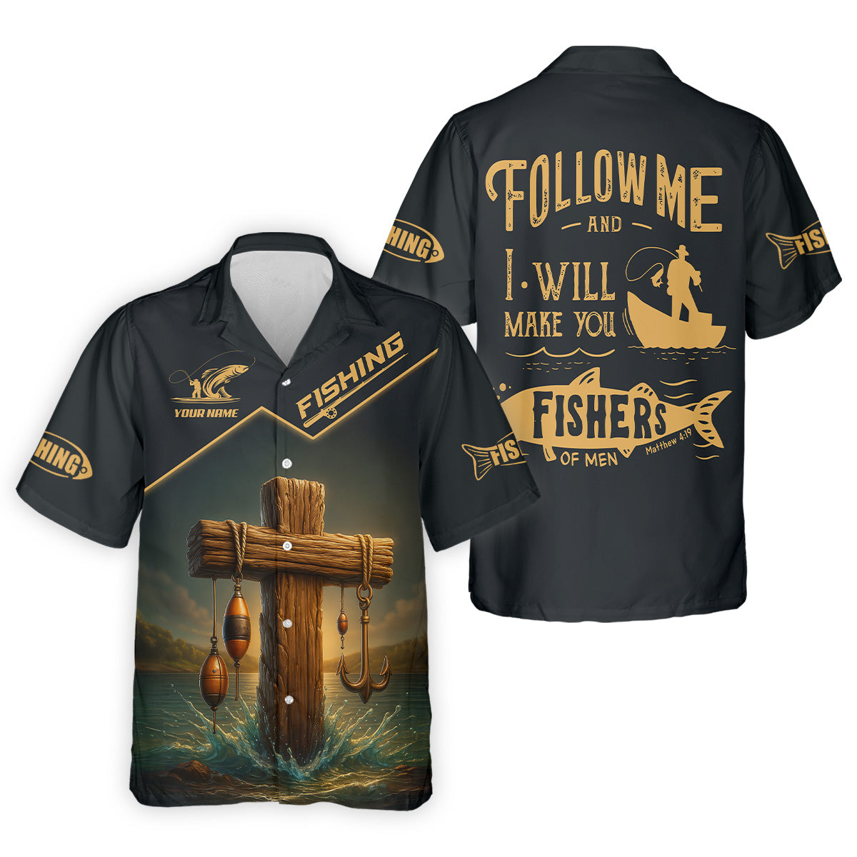 Personalized Follow Me And I Will Make You Fishers of Men Shirt, Matthew 4:19 Fishing Gear, Custom Name