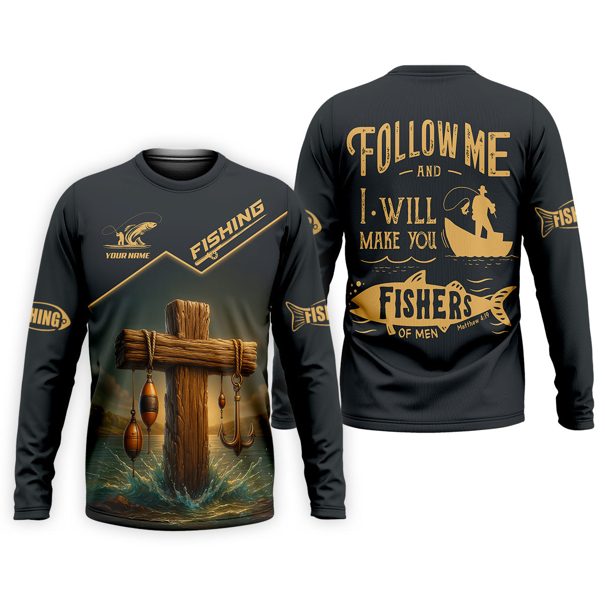Personalized Follow Me And I Will Make You Fishers of Men Shirt, Matthew 4:19 Fishing Gear, Custom Name