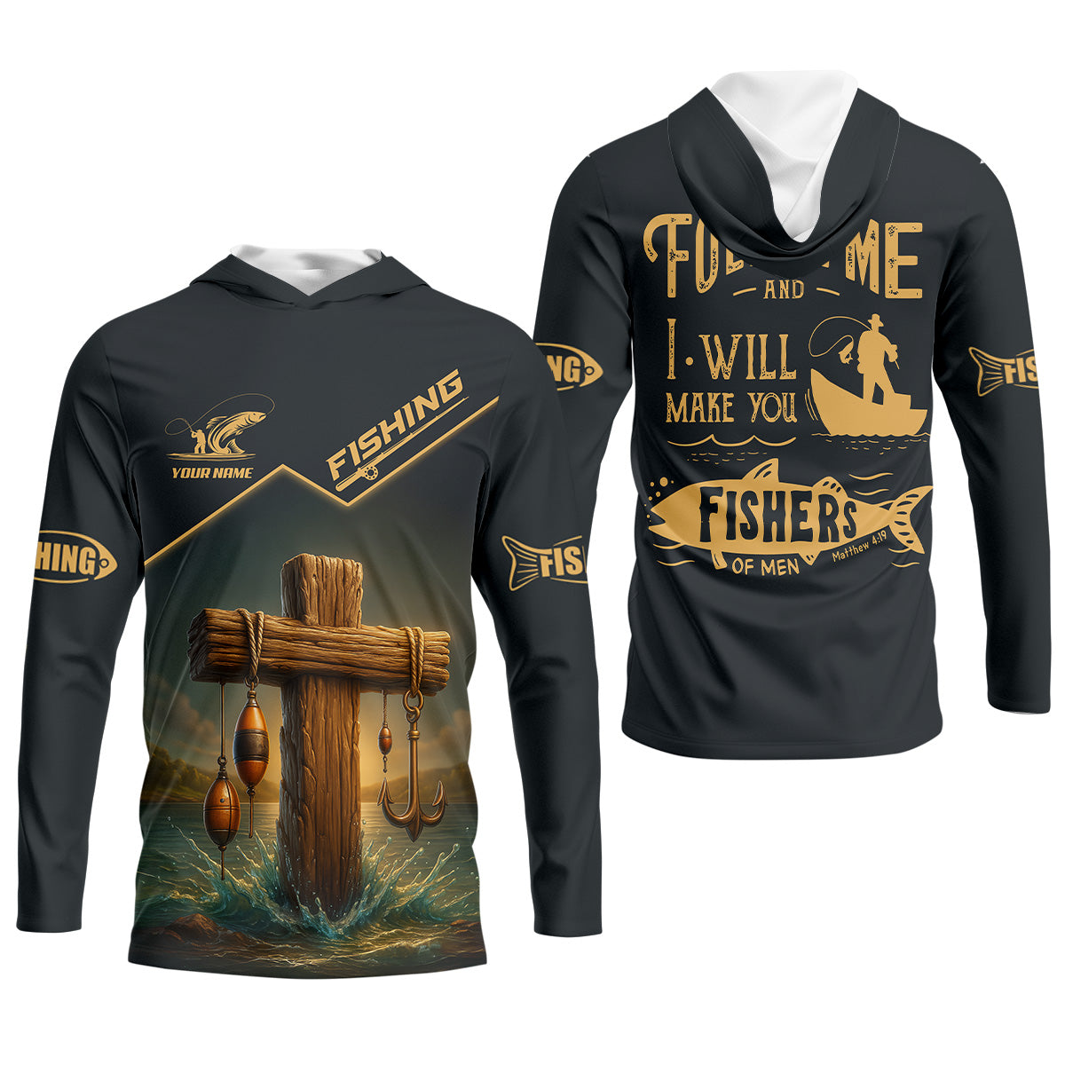 Personalized Follow Me And I Will Make You Fishers of Men Shirt, Matthew 4:19 Fishing Gear, Custom Name