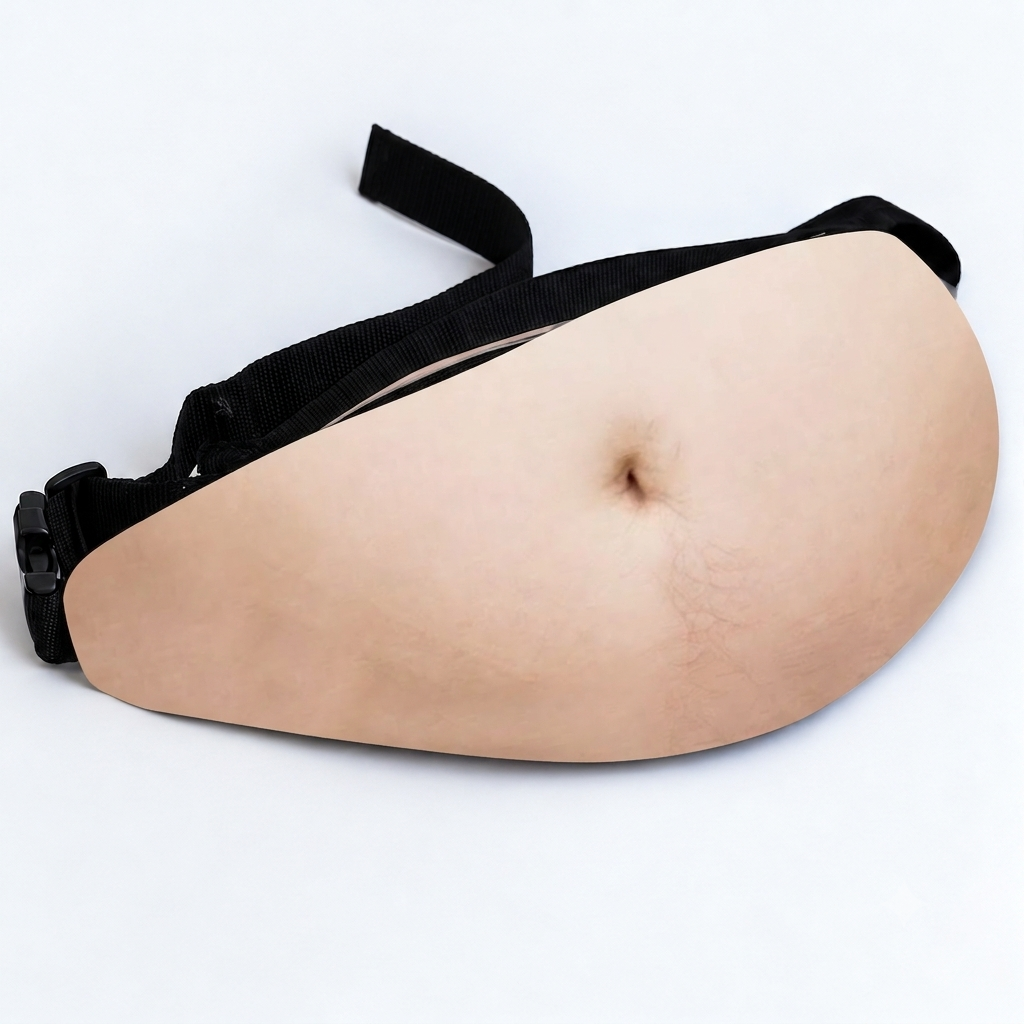 Realistic Fake Belly Fanny Pack, Funny Waist Bag, Novelty Gag Gift for Men and Women