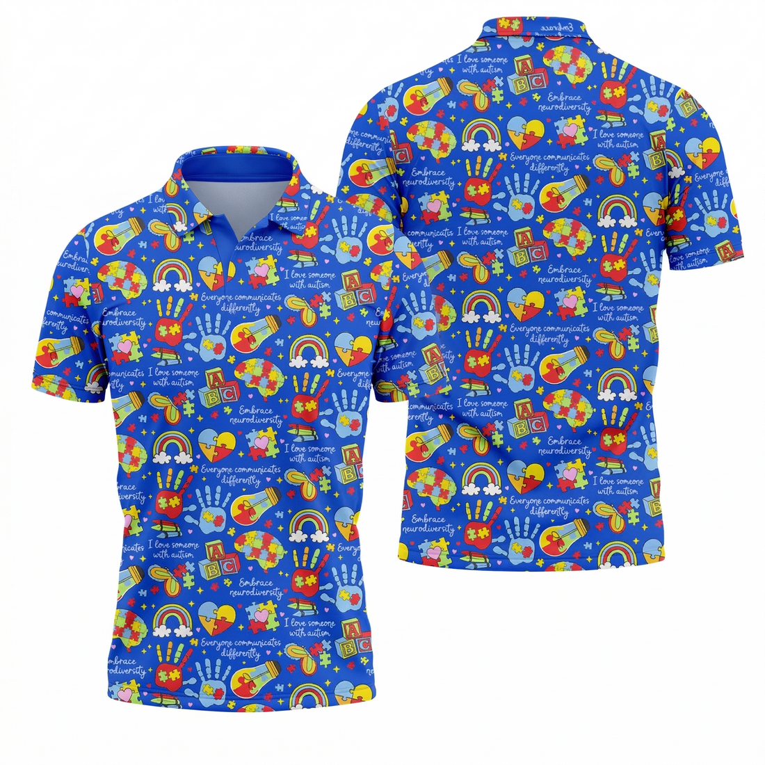 I Love Someone With Autism Blue Golf Shirt, Autism Awareness Color Polo ShirtFor Men, Golf Shirts For Men