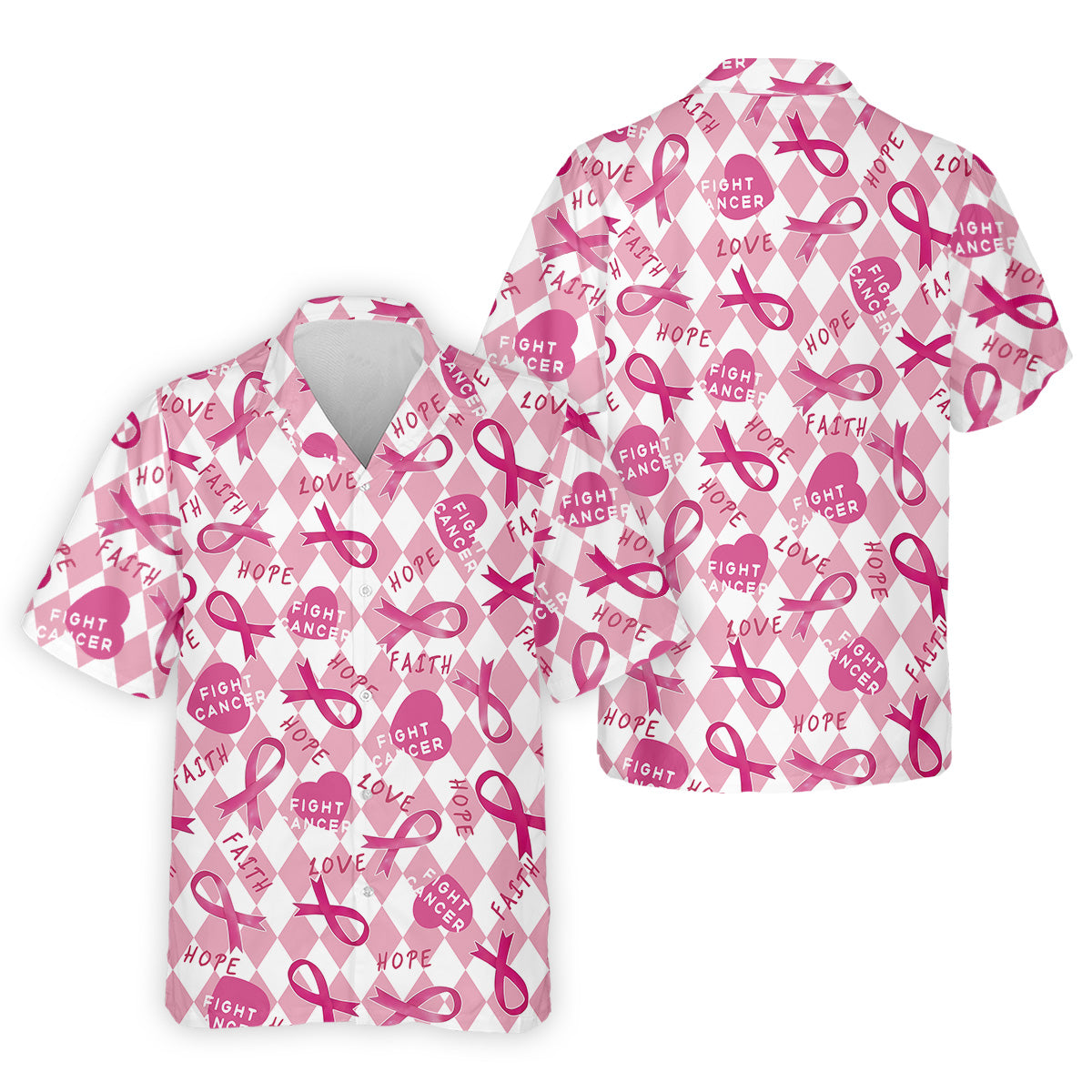 Faith Hope Fight Cancer Men's Golf Shirt, Breast Cancer Awareness Shirt, Golf Shirts For Men