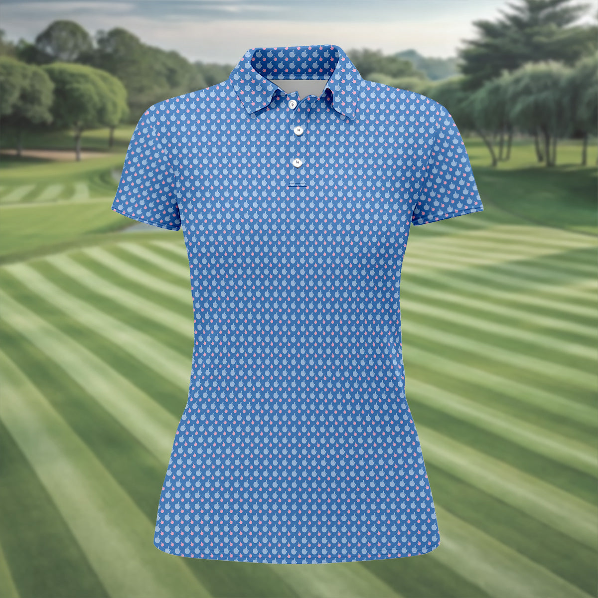 Dirty Finger Blue And Pink Fun Womens Golf Shirts, Ladies Sleeveless Polo, Ladies Golf Shirts