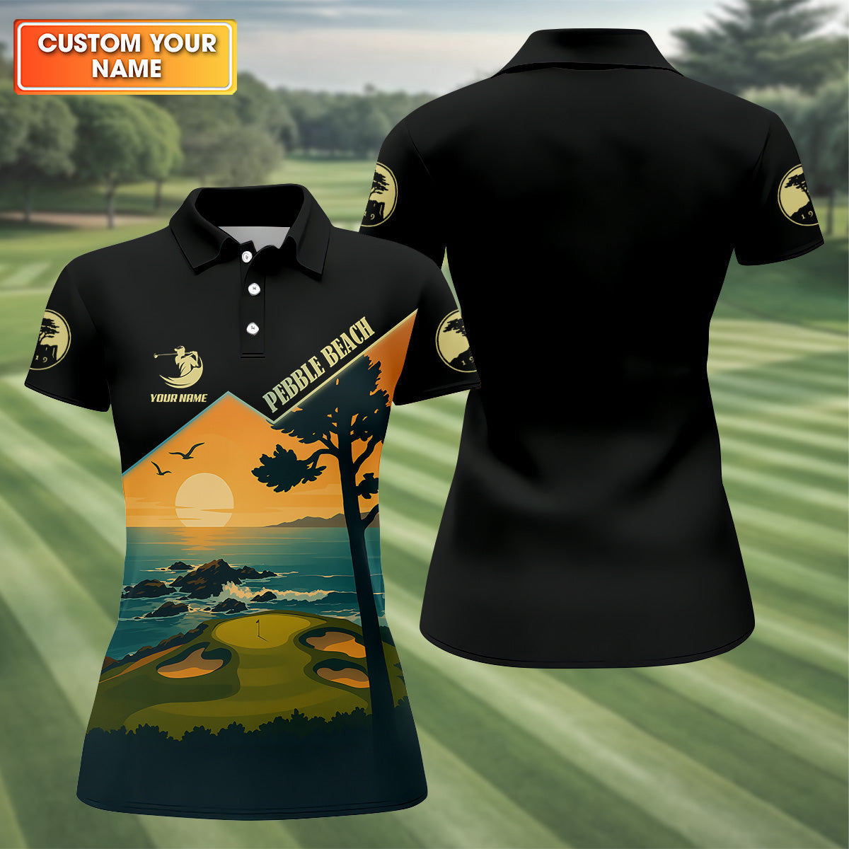 Pebble Beach Sunset Golf Polo ShirtGolf Shirt For Women, Ladies Sleeveless Polo, Ladies Golf Shirts