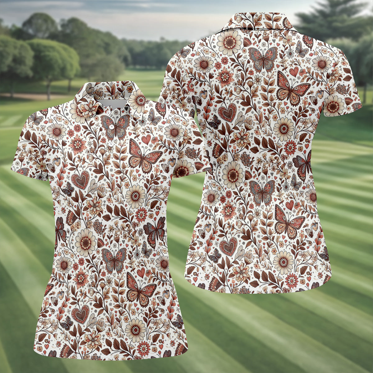 Spring Butterfly Golf Tops For Men, Retro Golf Shirt, Golf Gifts For Women, Ladies Golf Shirts