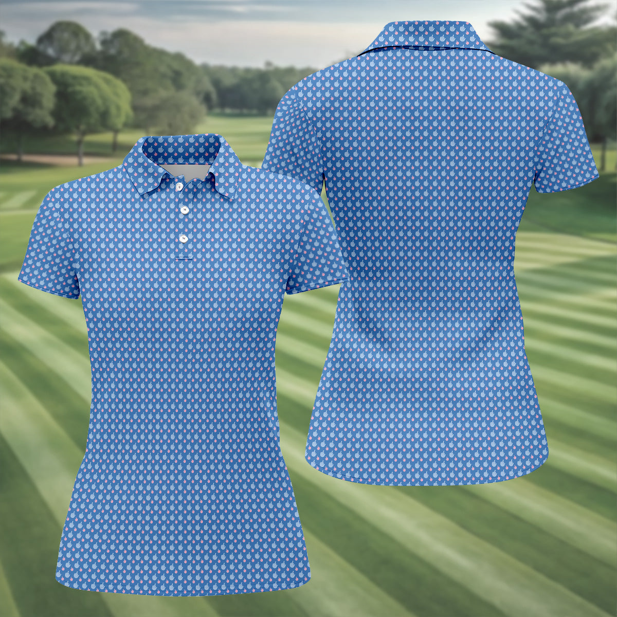 Dirty Finger Blue And Pink Fun Womens Golf Shirts, Ladies Sleeveless Polo, Ladies Golf Shirts