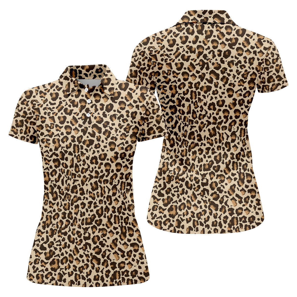 Brown Leopard Women Golf Top, Ladies Golf Shirts, Golf Gifts For Women, Golfing Apparel
