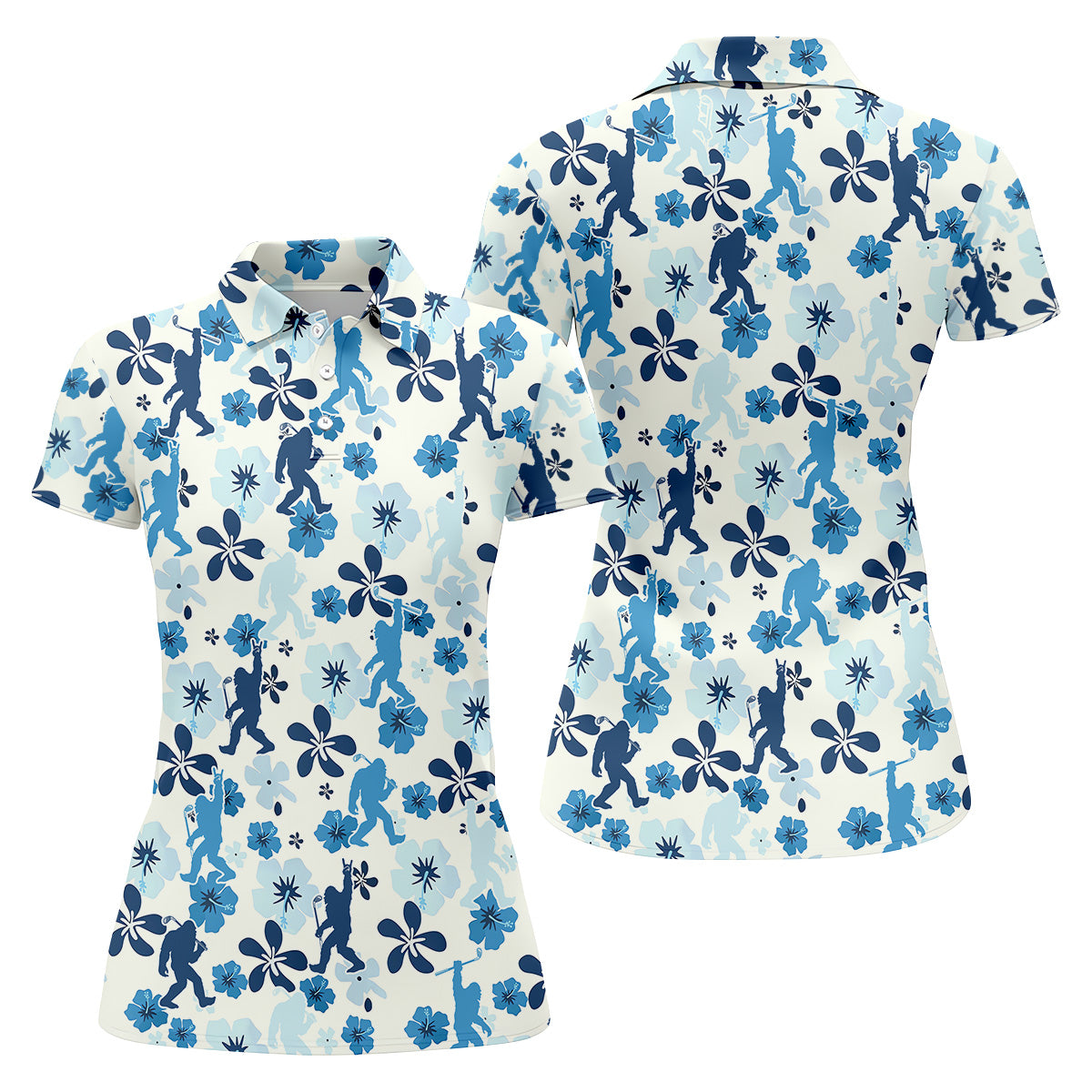 Bigfoot Golf Shirt, Women Floral Shirt, Golf Shirt For Women, Women's Polo Shirt