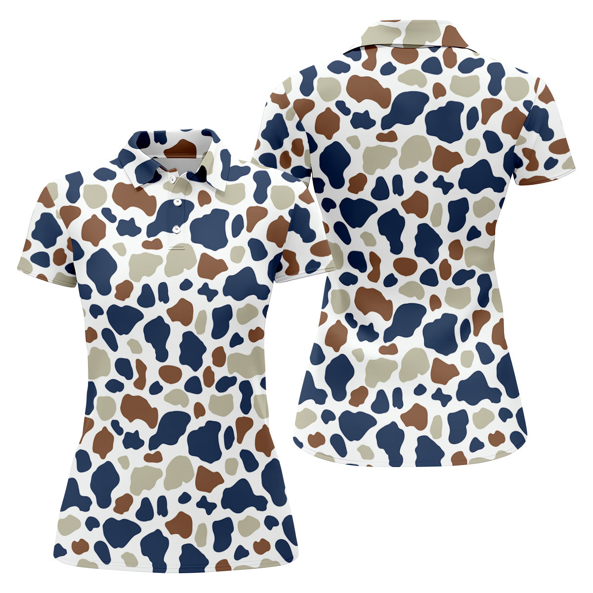 Cow Print Pattern Golf Polo ShirtFun Women's Golf Shirts, Ladies Golf Polos, Golfing Apparel