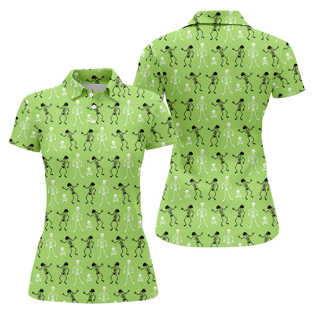 Funny Skeleton Shirt, Halloween Polo Shirt Green Golf Polo, Womens Sleeveless Polo, Ladies Golf Shirts