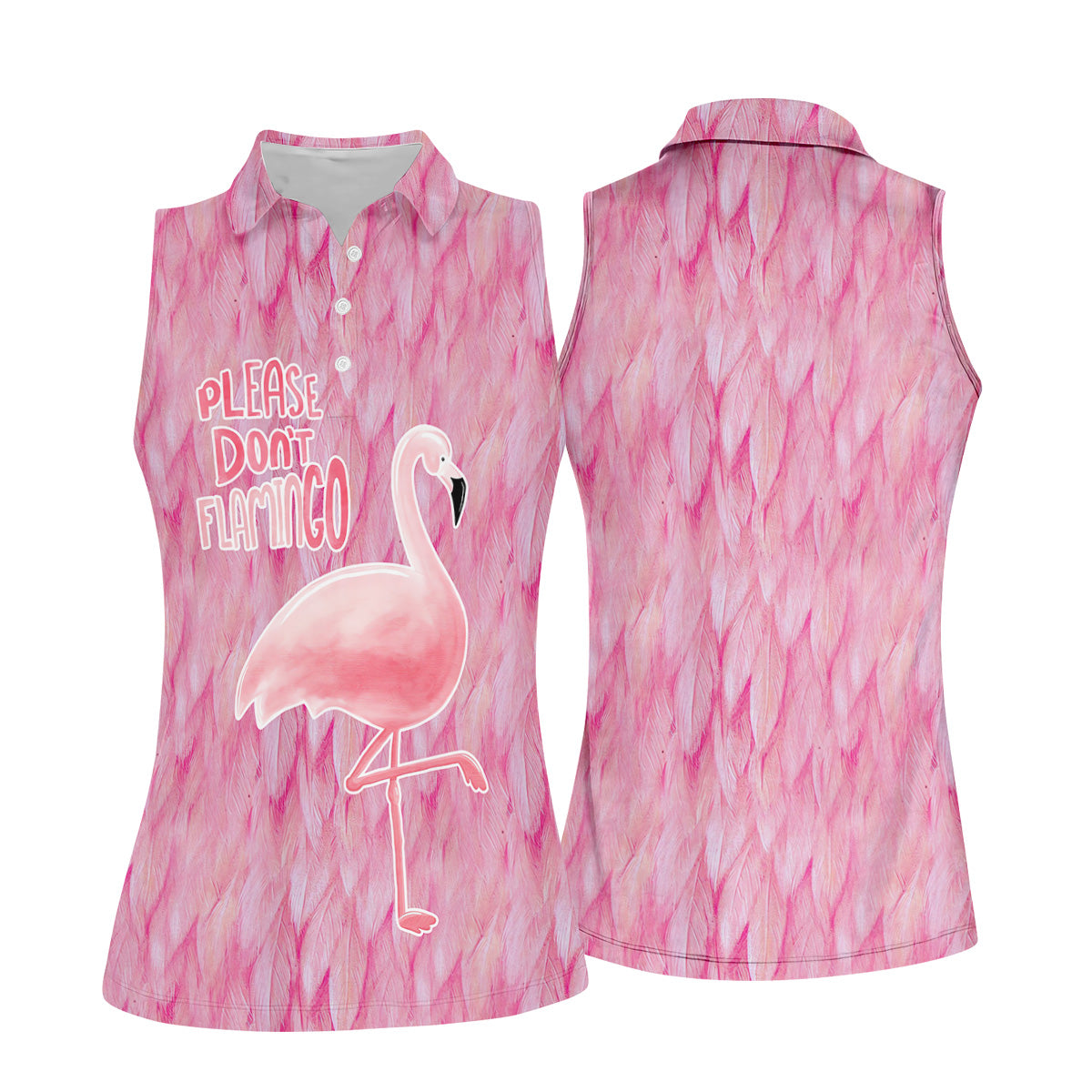 Please Don't Flamingo Fun Women's Golf Shirts, Pink Flamingo Women's Golf Tops, Ladies Golf Polos