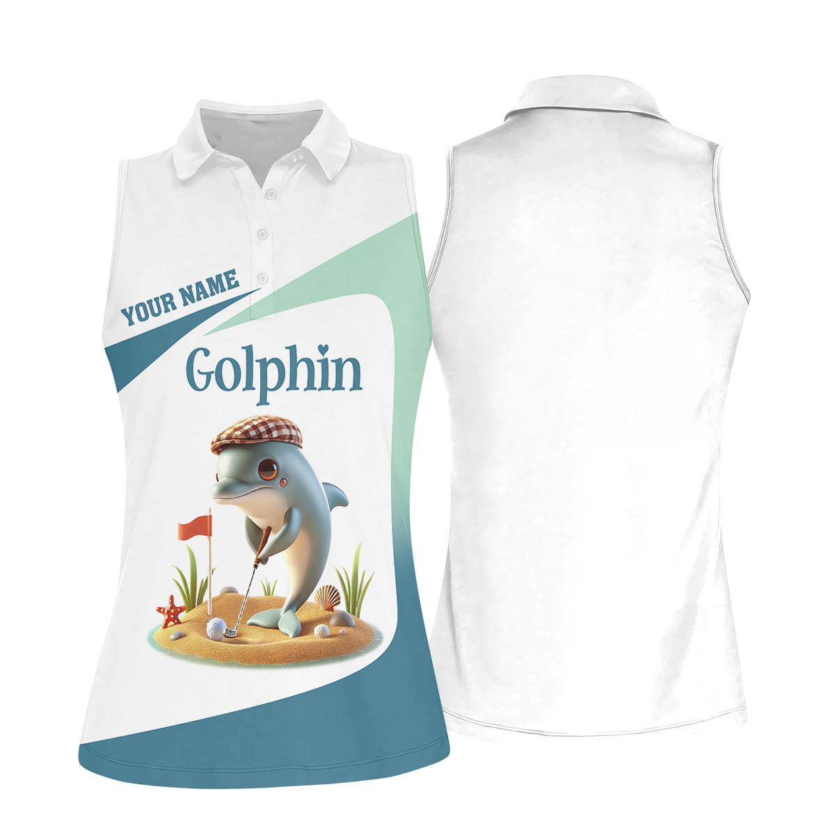 Golfin' Dolphin Custom Golf Polo ShirtLadies Golf Shirts, Womens Golf Gift, Funny Golf Polo Shirt