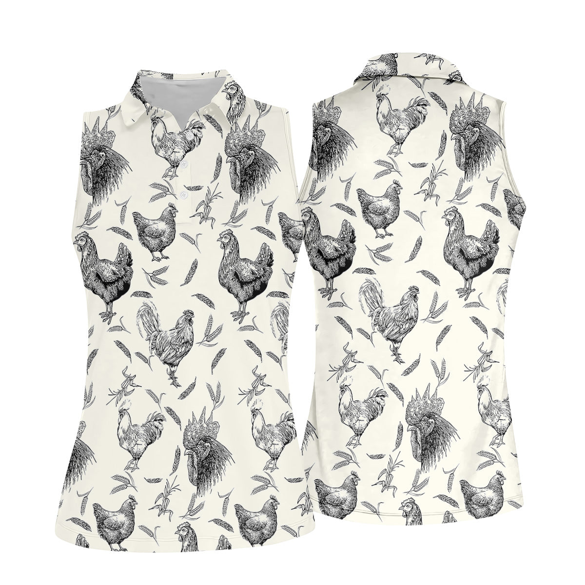 Chicken Rooster Women Golf Top, Gift For Chicken Lover, Ladies Golf Shirts, Women's Polo Shirt
