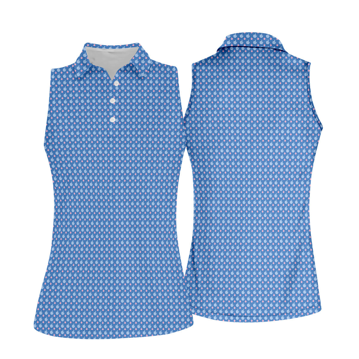 Dirty Finger Blue And Pink Fun Womens Golf Shirts, Ladies Sleeveless Polo, Ladies Golf Shirts
