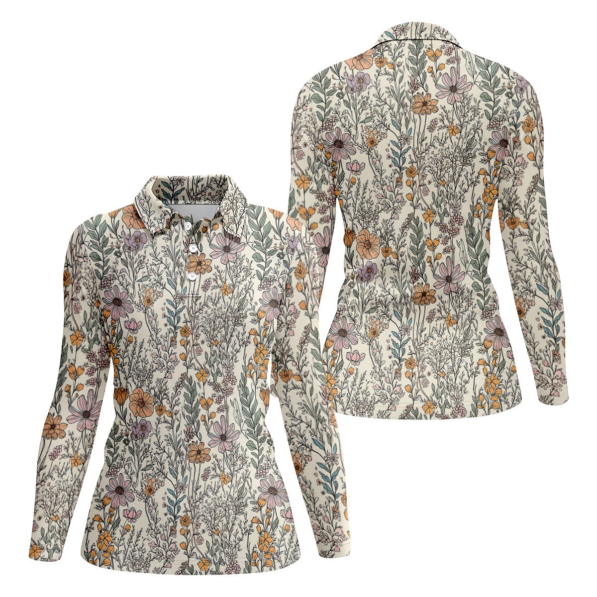 Foliage Floral Women Golf Top, Gifts For Golf Lovers, Golf Gifts For Women, Ladies Golf Shirts