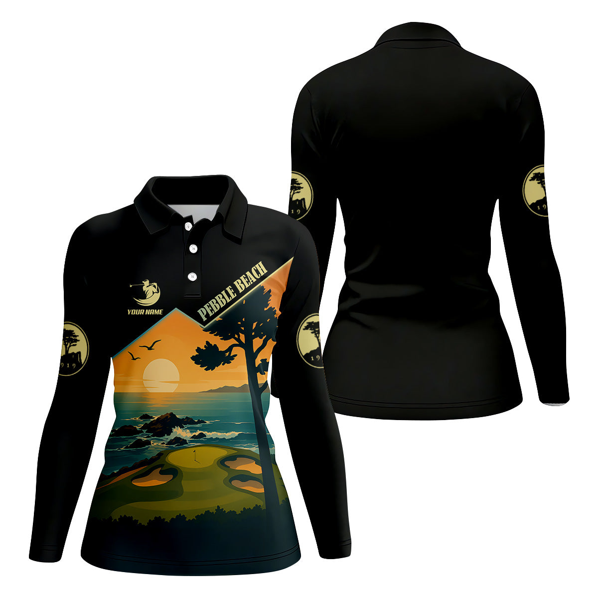 Pebble Beach Sunset Golf Polo ShirtGolf Shirt For Women, Ladies Sleeveless Polo, Ladies Golf Shirts