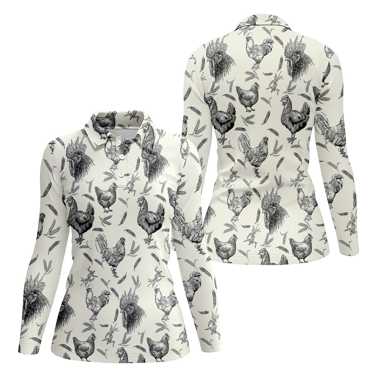 Chicken Rooster Women Golf Top, Gift For Chicken Lover, Ladies Golf Shirts, Women's Polo Shirt