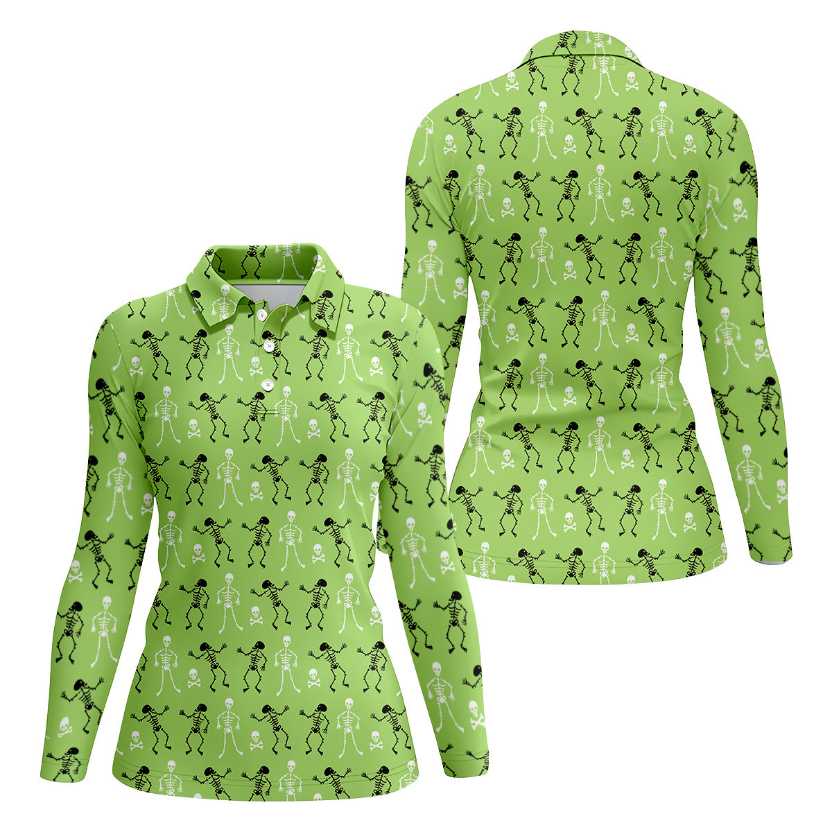 Funny Skeleton Shirt, Halloween Polo Shirt Green Golf Polo, Womens Sleeveless Polo, Ladies Golf Shirts