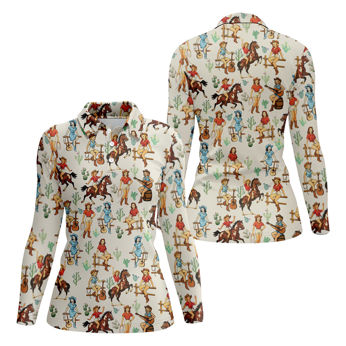 Beige Western Golf Shirts Women, Sleeveless Womens Golf Shirts, Funny Women's Golf Outfits