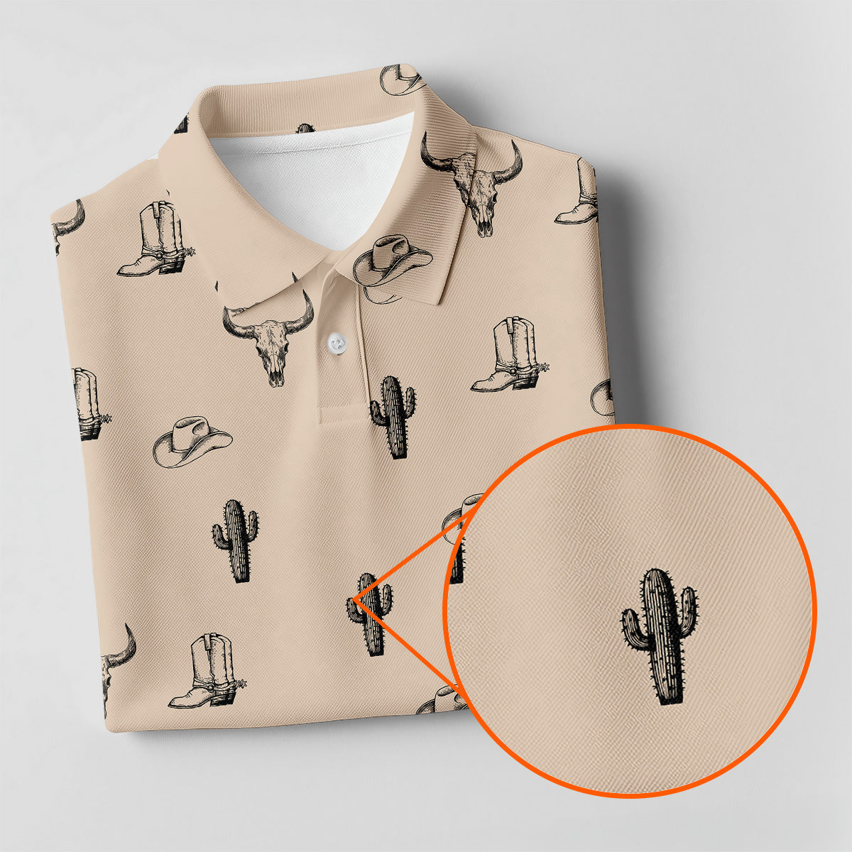 Wild West Cactus Light Brown Western Golf Shirts Women, Unique Gift For Golfer, Ladies Golf Shirts
