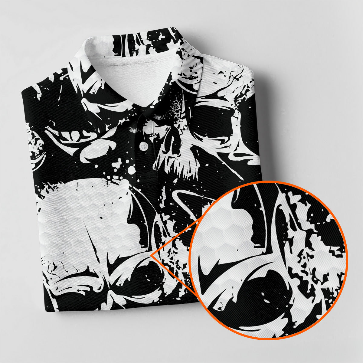 Skulls Splatter Black Grunge Womens Golf Shirts, Ladies Golf Polos, Cool Golf Gift, Golfing Apparel