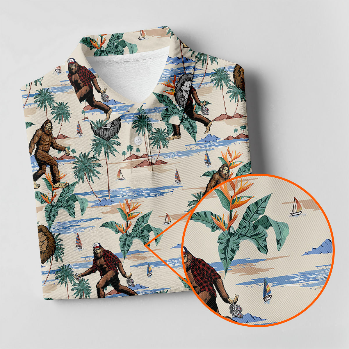 Funny Sasquatch Tropical Golf Shirts, Funny Golf Shirts Women, Ladies Golf Shirts, Golfing Apparel