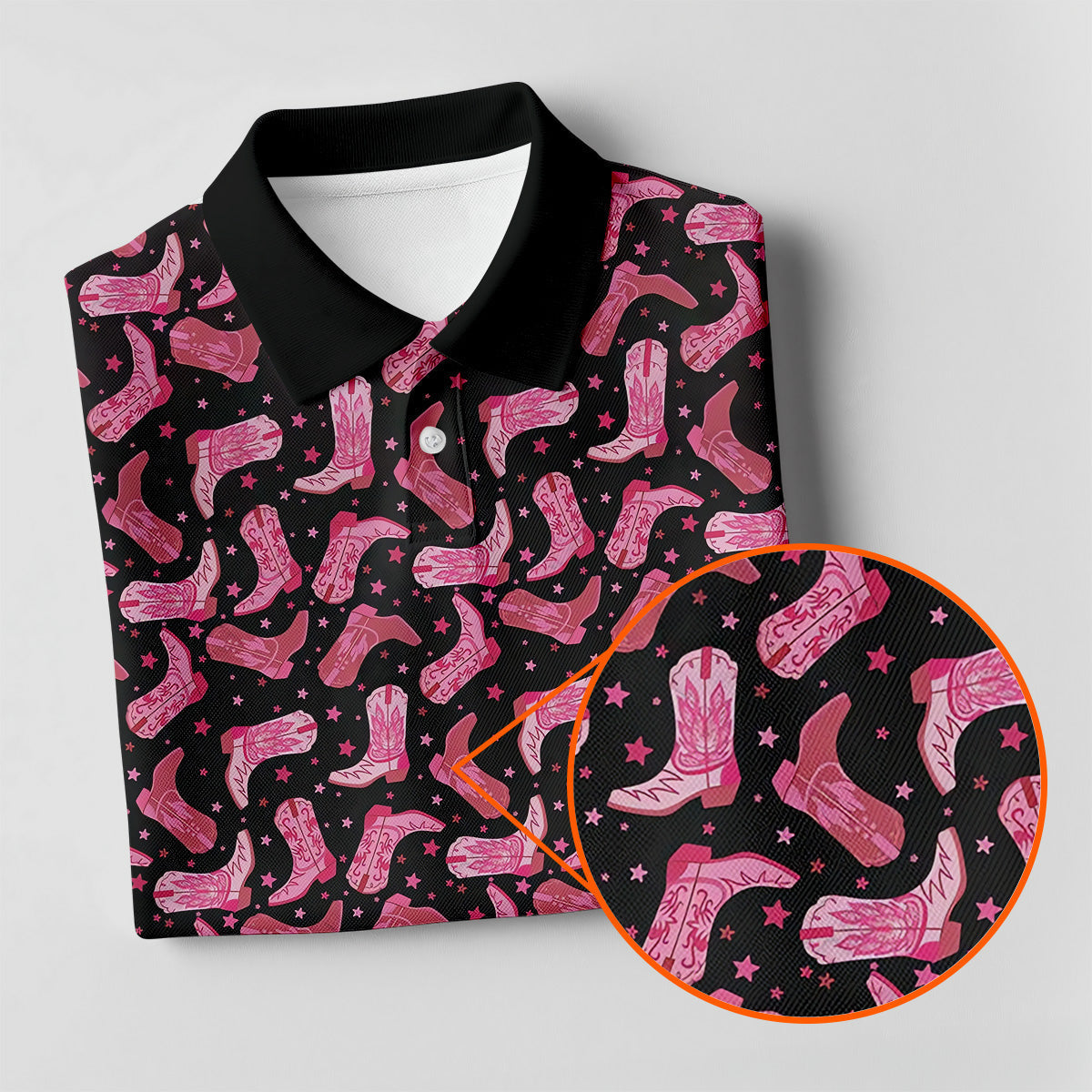 Pink Cowboy Boots Womens Golf Polo ShirtGolfing Apparel, Womens Golf Gifts