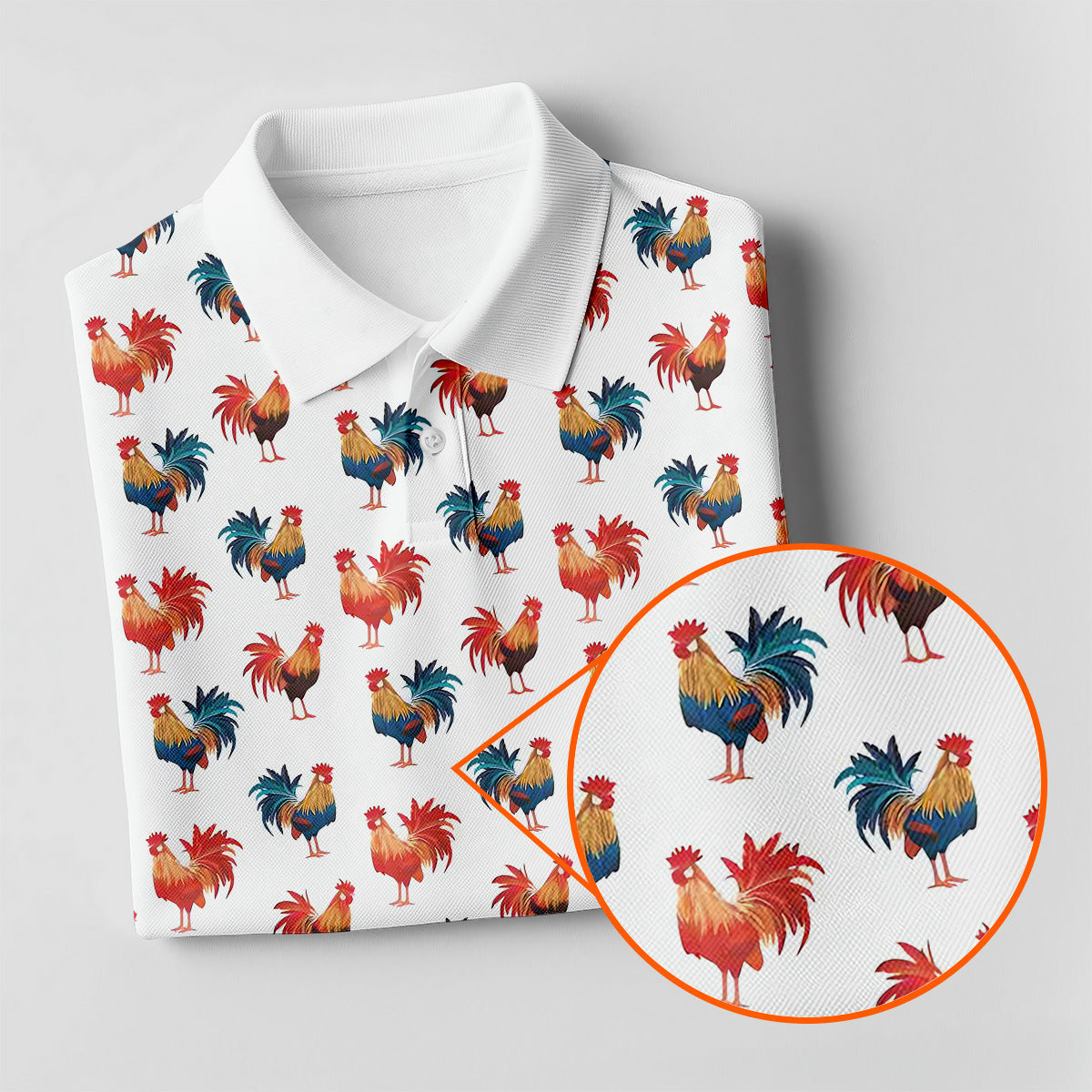 Colorful Chicken Rooster Golf Shirt, Fun Womens Golf Shirts, Cute Golf Outfit, Ladies Golf Polos