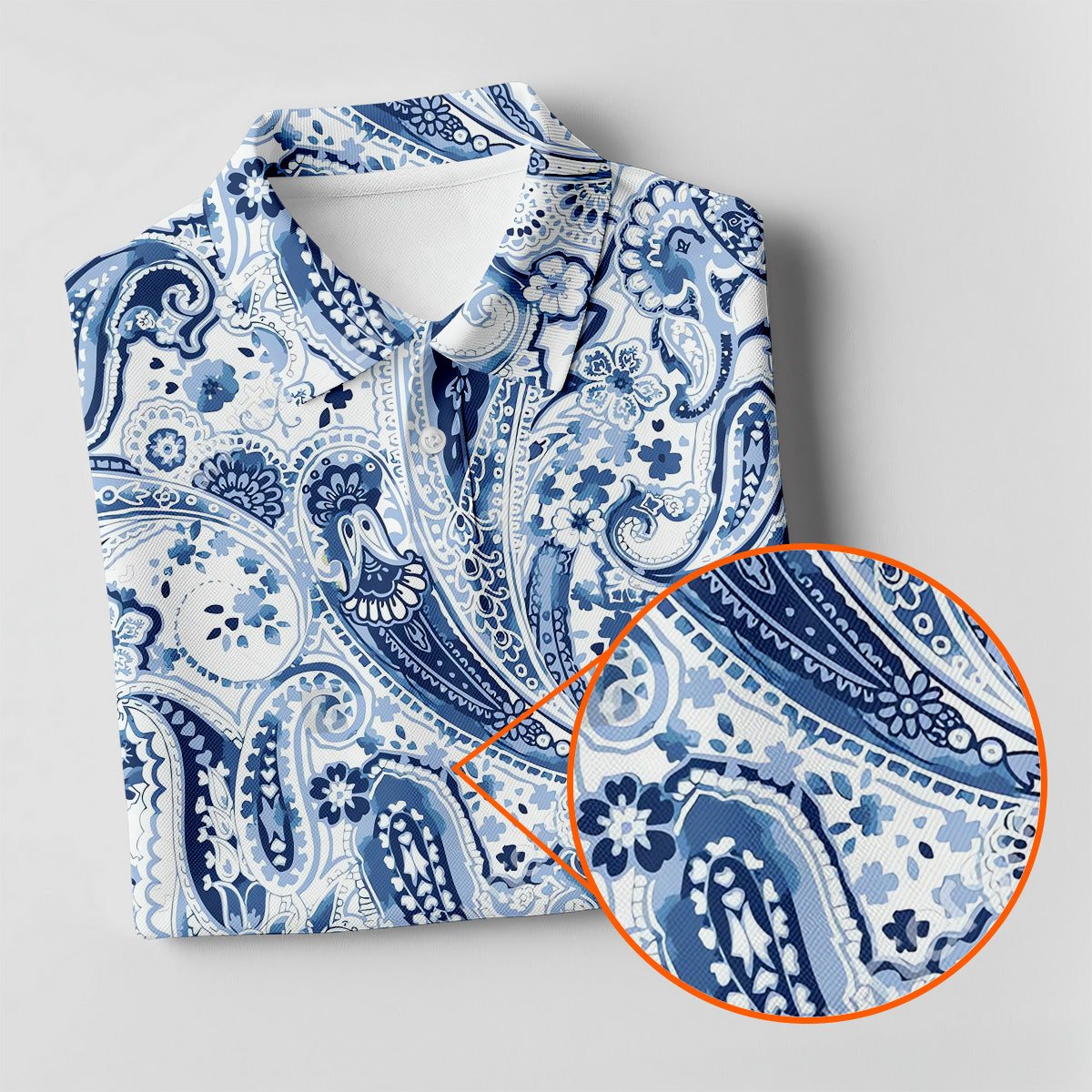 Blue Paisley Seamless Pattern Women Golf Top, Golf Shirt For Women, Women's Polo Shirt