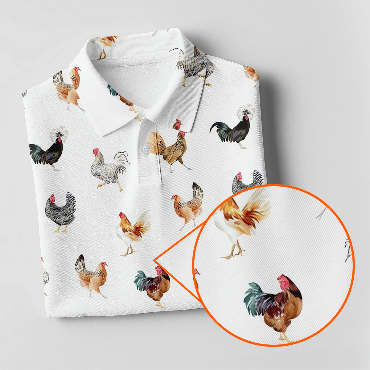 Prancing Chickens Women's White Golf Shirt, Gift For Chicken Lover, Ladies Golf Shirts, Golfing Apparel