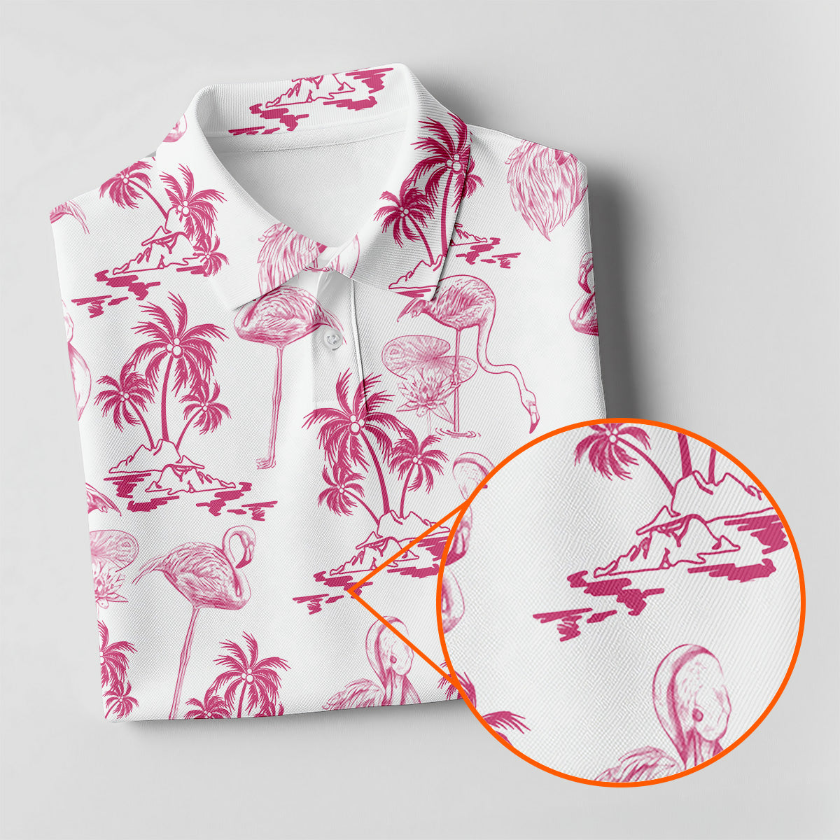 White And Pink Flamingo Tropical Women's Golf Shirts, Ladies Sleeveless Polo, Ladies Golf Shirts