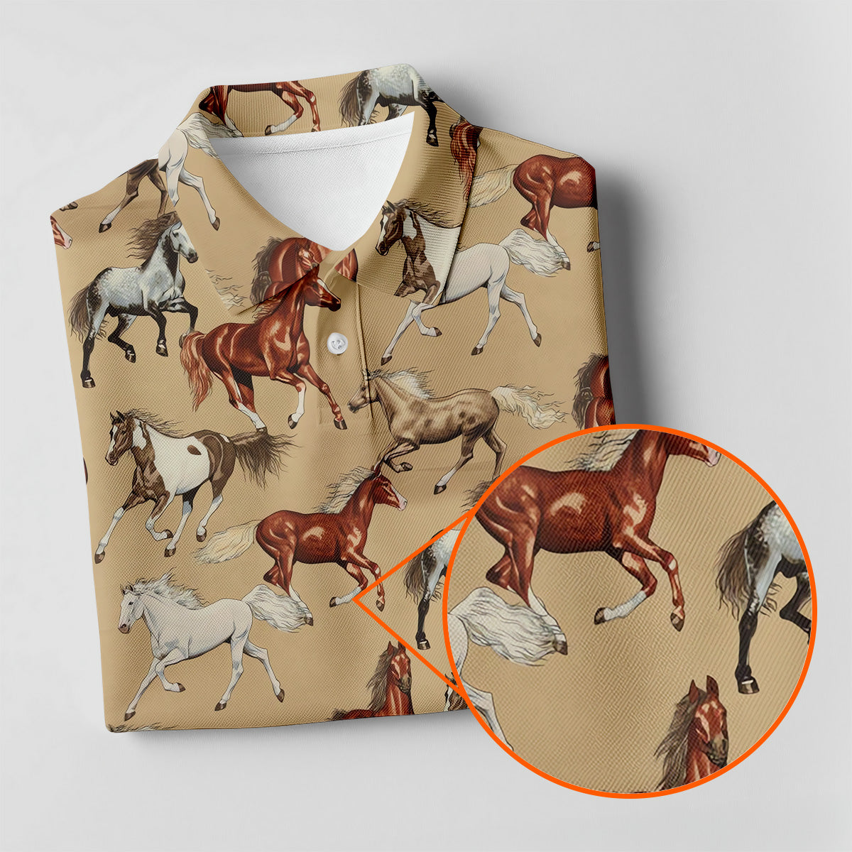 Wild Horse Seamless Pattern Women Golf Top, Golf Shirt For Women, Patterned Golf Shirts