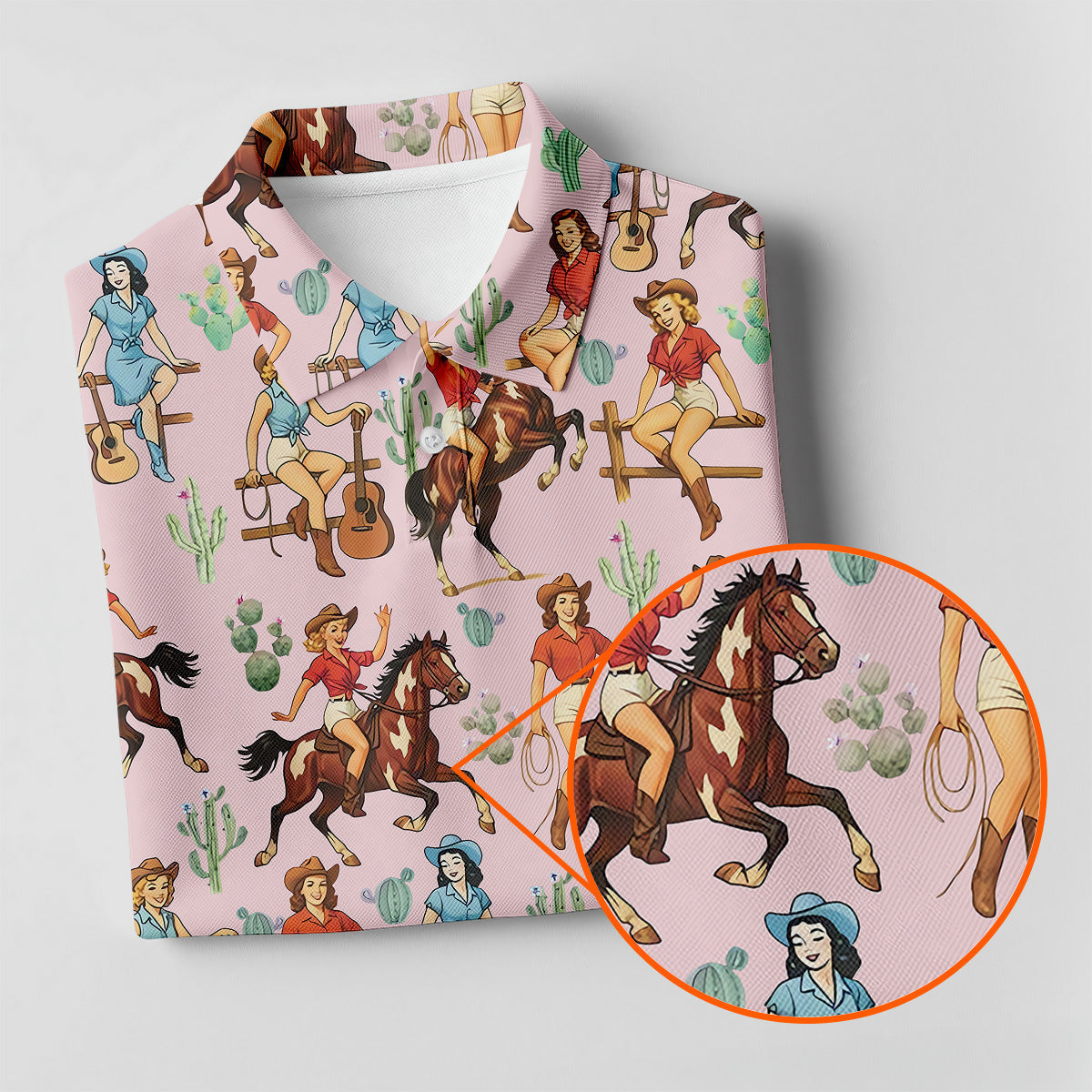 Cowgirl Sleeveless Womens Golf Shirts, Western Golf Shirts Women, Pink Golf Shirt, Ladies Golf Shirts