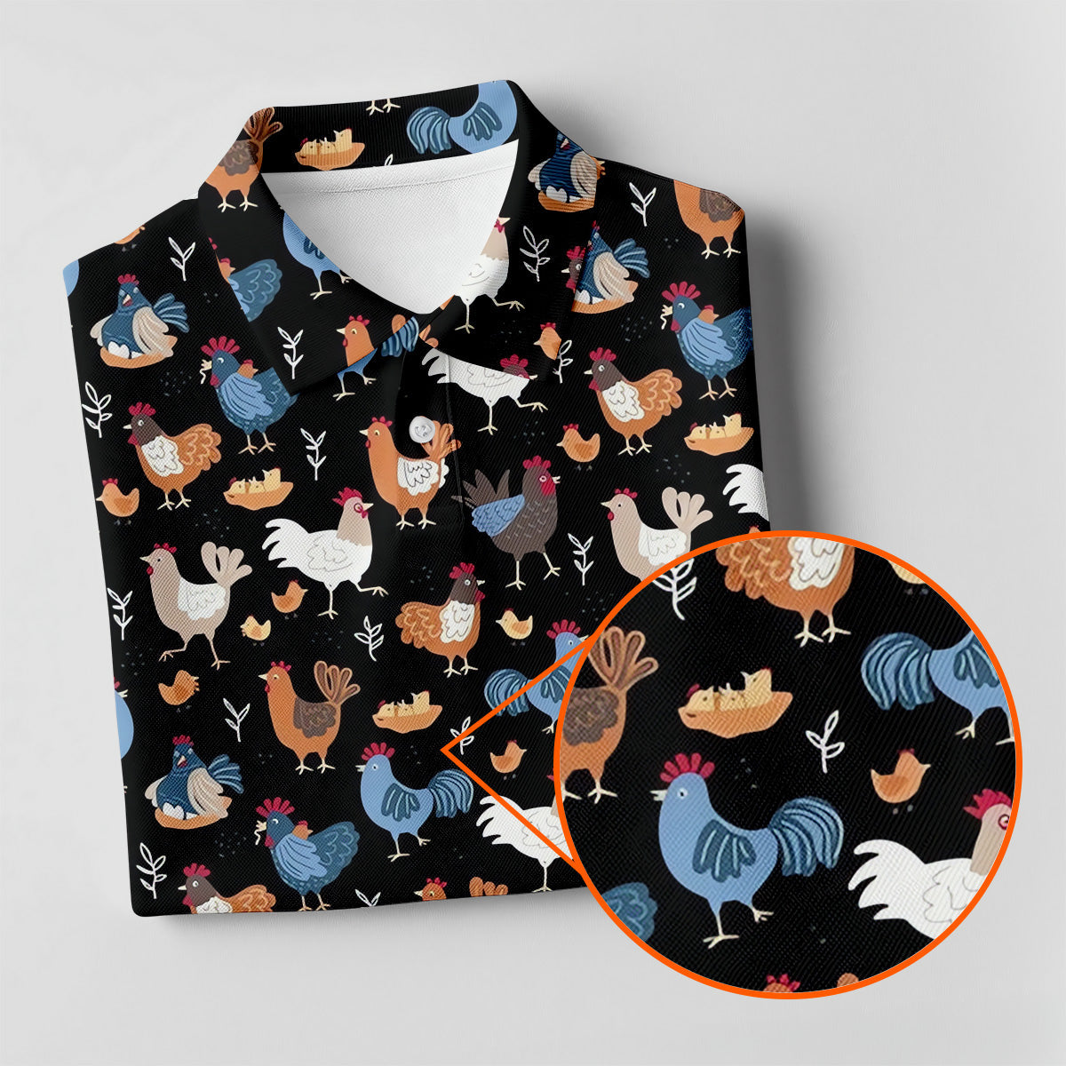 Funny Rooster Black Golf Polo ShirtFun Women's Golf Shirts, Gift For Chicken Lover, Ladies Golf Shirts