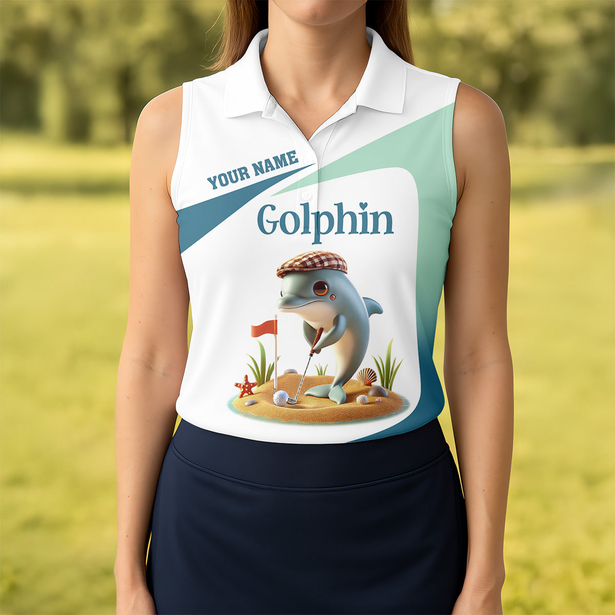 Golfin' Dolphin Custom Golf Polo ShirtLadies Golf Shirts, Womens Golf Gift, Funny Golf Polo Shirt