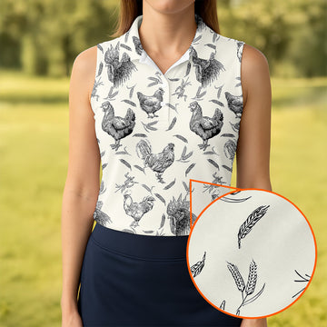 Chicken Rooster Women Golf Top, Gift For Chicken Lover, Ladies Golf Shirts, Women's Polo Shirt