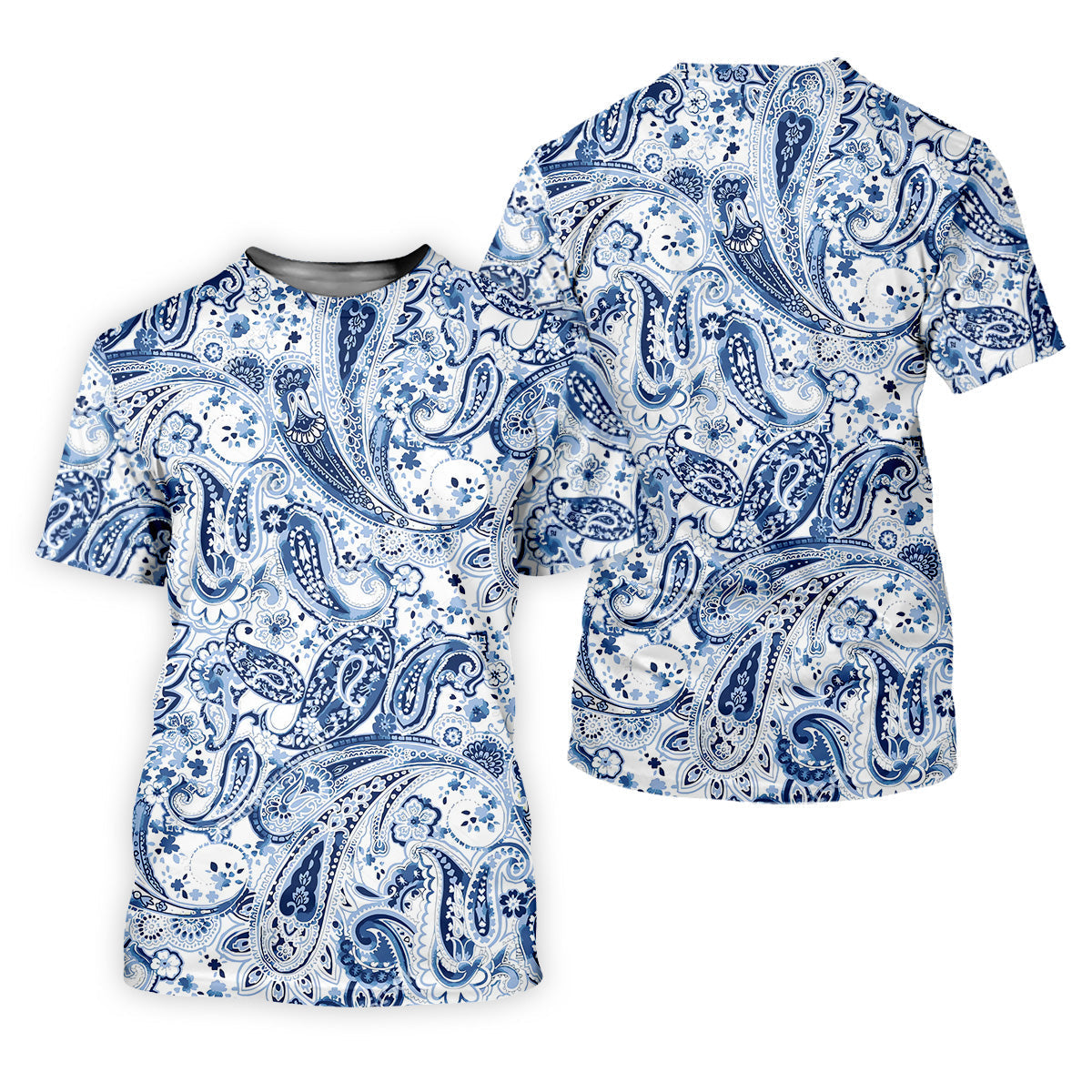 Blue Paisley Seamless Pattern Women Golf Top, Golf Shirt For Women, Women's Polo Shirt