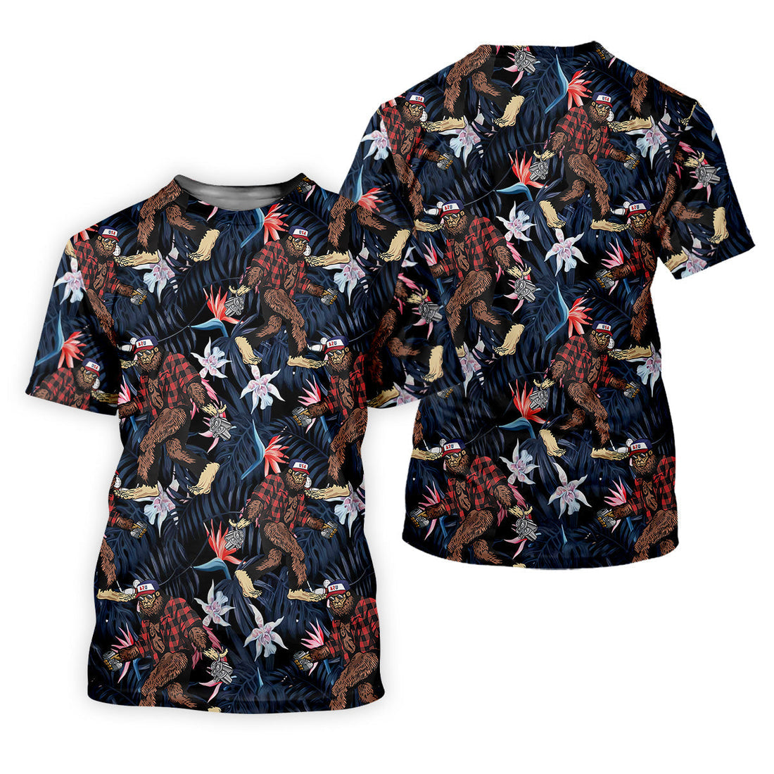 Abstract Floral Pattern Funny Bigfoot Shirt, Womens Sleeveless Polo, Ladies Golf Shirts