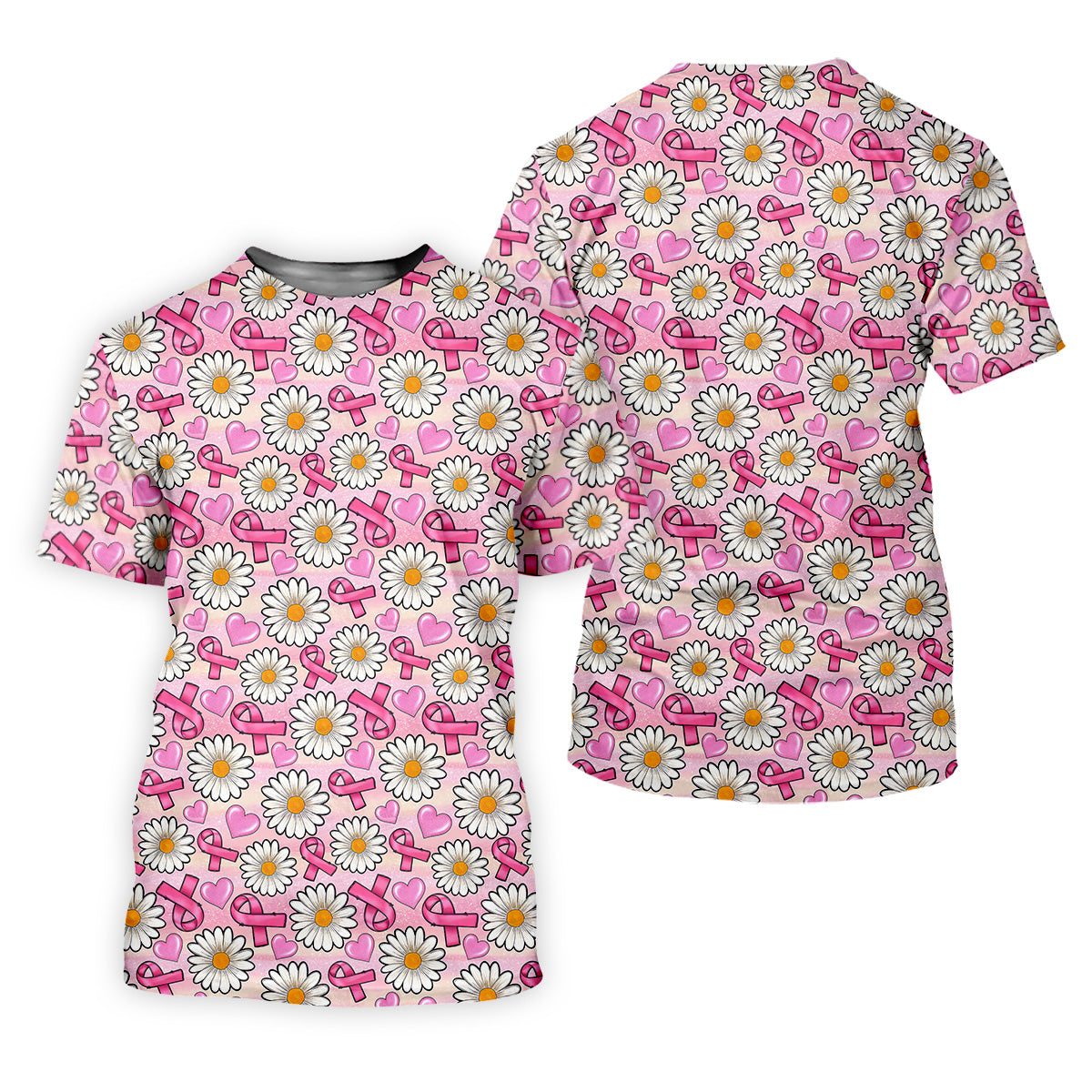 Daisy Pink Breast Cancer Golf Shirt, Mens Golf Polo Shirt White Polo Shirt, Golfing Apparel