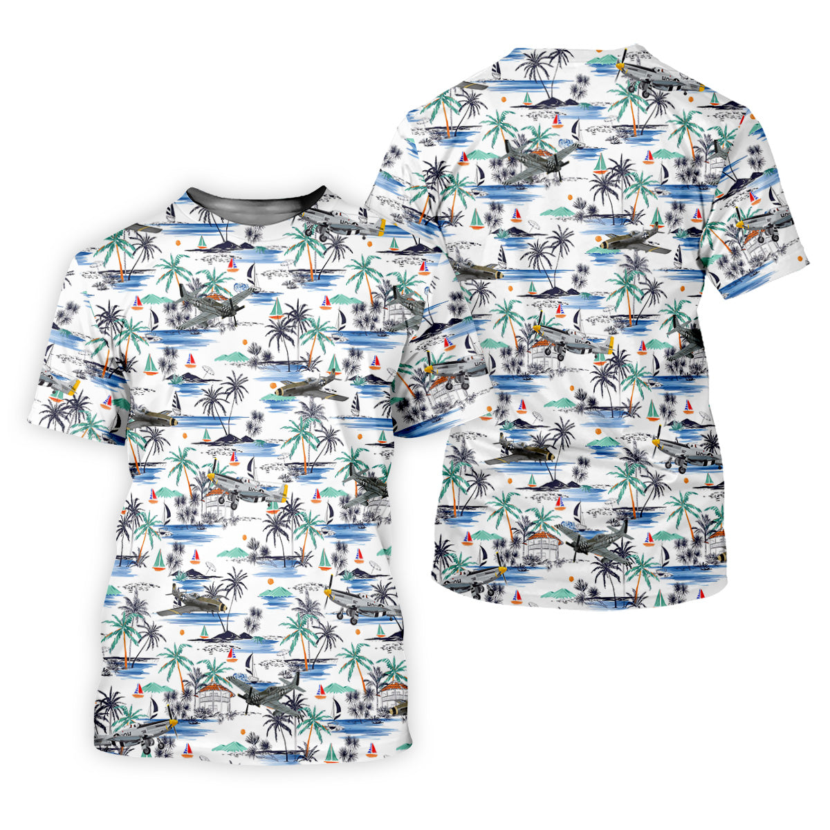 Light Blue Airplane Tropical Golf Shirts, Ladies Sleeveless Polo, Gifts For Golf Lovers, Women's Golf Shirts