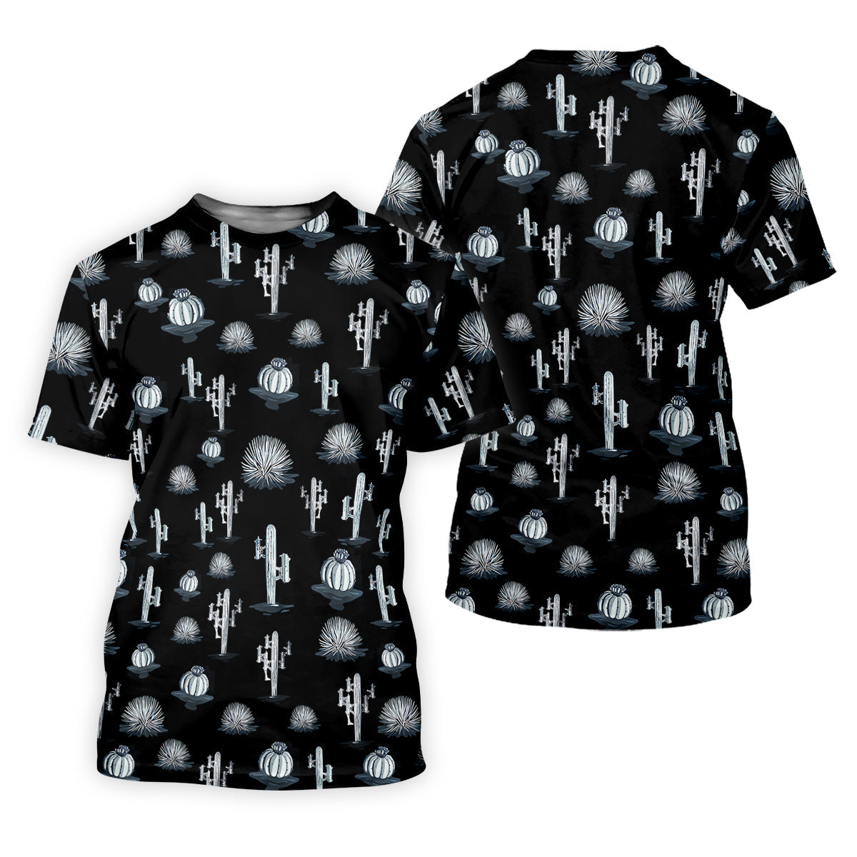 Desert Cactus Black And White Women's Golf Tops, Ladies Golf Shirts, Golf Gifts For Women