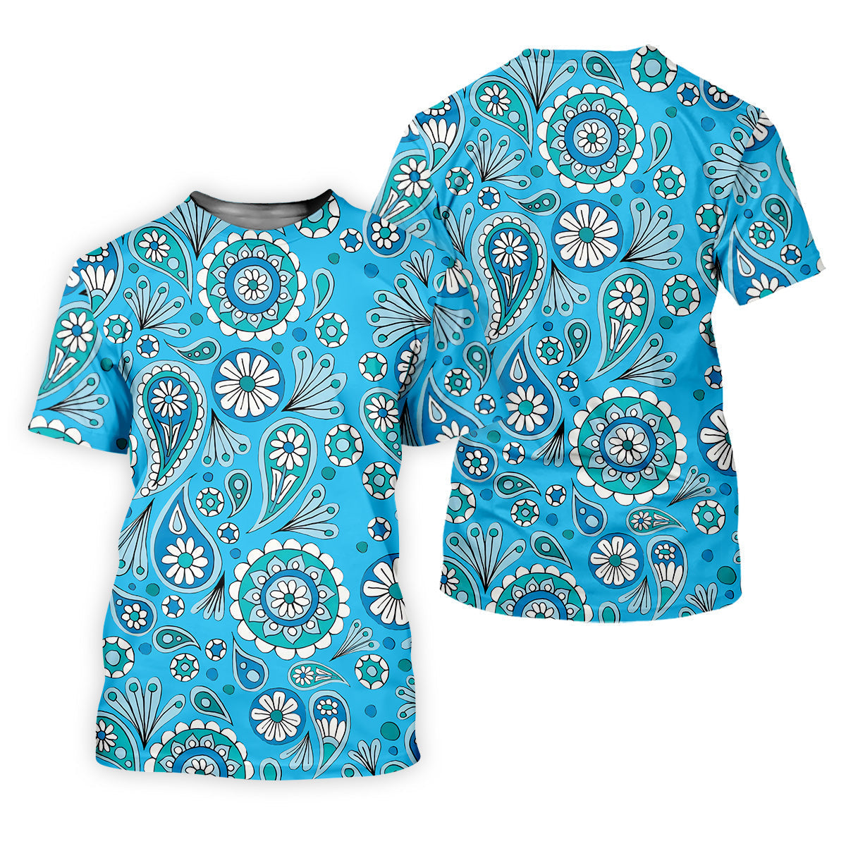 Blue Paisley Seamless Pattern Women Golf Top, Golf Shirt For Women, Ladies Golf Polos