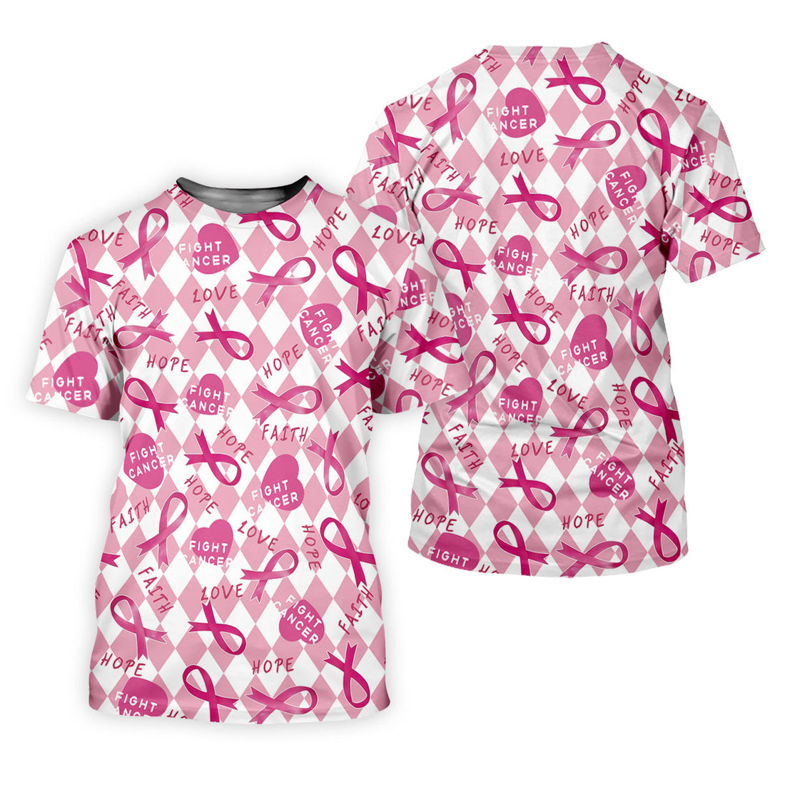 Faith Hope Fight Cancer Men's Golf Shirt, Breast Cancer Awareness Shirt, Golf Shirts For Men